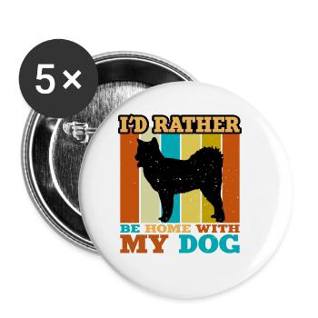 Canadian Eskimo Dog Love Silhouette Vintage Sunset - Lot de 5 grands badges (56 mm) - blanc - Devant