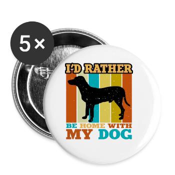 Chien Francais Blanc Et Noir Dog Silhouette Retro - Buttons large 2.2''/56 mm (5-pack) - white - Front