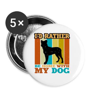 Cao Fila De Seo Miguel Dog Silhouette Retro Sunset - Buttons large 2.2''/56 mm (5-pack) - white - Front