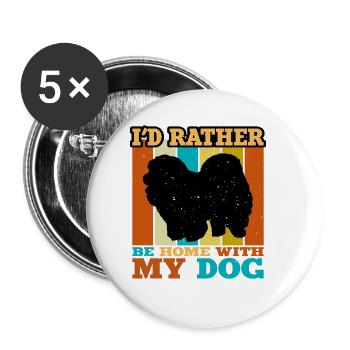 Chow Chow Dog Lover Silhouette Vintage Sunset - Buttons large 2.2''/56 mm (5-pack) - white - Front