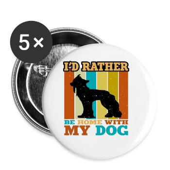 Chinesischer Schopfhund Liebe Silhouette Vintage Sonnenuntergang - Buttons groß 56 mm (5er Pack) - Weiß - Vorne
