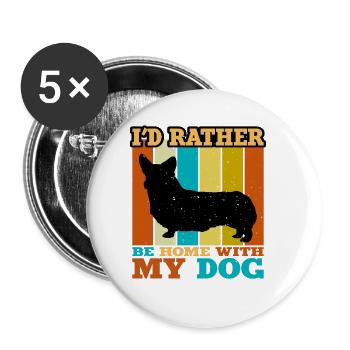 Corgi Dog Silhouette Vintage Sunset for Dog Lovers - Buttons large 2.2''/56 mm (5-pack) - white - Front