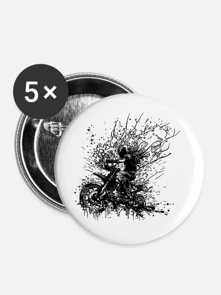Bikerin Splash Style Geländefahrt - Buttons groß 56 mm (5er Pack) - Weiß