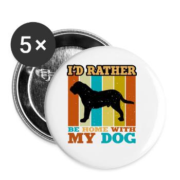 Dogue De Bordeaux Dog Love Silhouette Retro Sunset - Lot de 5 grands badges (56 mm) - blanc - Devant
