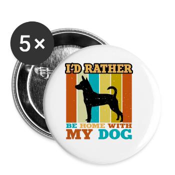 Decker Rat Terrier Dog Silhouette Retro Sunset - Lot de 5 grands badges (56 mm) - blanc - Devant