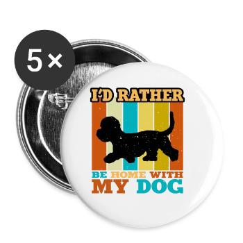 Dandie Dinmont Terrier Dog Silhouette Retro Sunset - Buttons large 2.2''/56 mm (5-pack) - white - Front