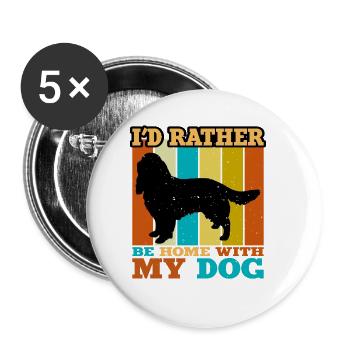 English Springer Spaniel Hund Silhouette Retro Sonne - Buttons groß 56 mm (5er Pack) - Weiß - Vorne