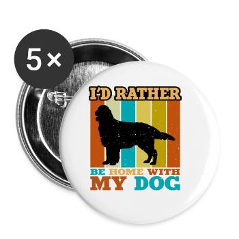 Flat Coated Retriever Hund Silhouette Retro Sunset - Buttons groß 56 mm (5er Pack) - Weiß - Vorne