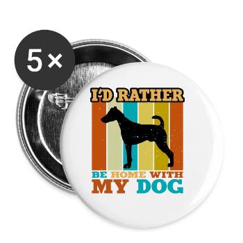 Foxterrier Glatte Hundesilhouette Retro Sonnenuntergang - Buttons groß 56 mm (5er Pack) - Weiß - Vorne