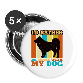 elou Dog Silhouette Vintage Sunset für Hundeliebhaber - Buttons groß 56 mm (5er Pack) - Weiß - Vorne