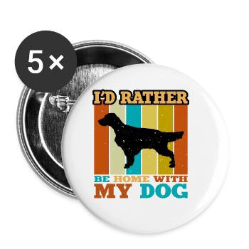 English Setter Dog Lover Silhouette Vintage Sunset - Buttons large 2.2''/56 mm (5-pack) - white - Front
