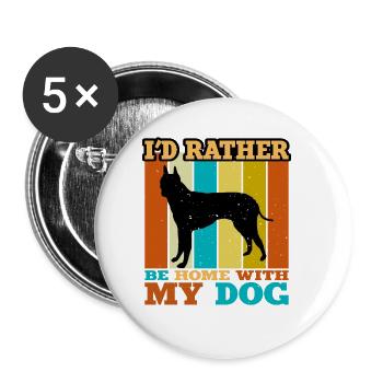 English White Terrier Dog Silhouette Retro Sunset - Buttons large 2.2''/56 mm (5-pack) - white - Front