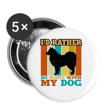 Finnischer Lapphund Hundeliebhaber Silhouette Retro Sonnenuntergang - Buttons groß 56 mm (5er Pack) - Weiß - Vorne