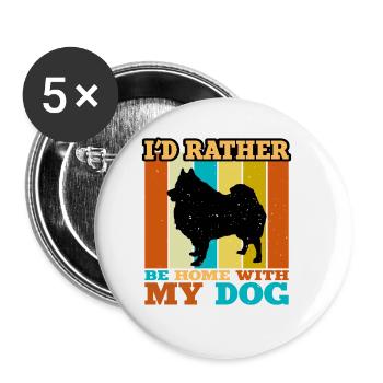 Deutscher Spitz Hund Liebhaber Silhouette Vintage Sonnenuntergang - Buttons groß 56 mm (5er Pack) - Weiß - Vorne