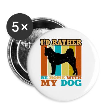 Hokkaido Ken Dog Lover Silhouette Vintage Sunset - Buttons large 2.2''/56 mm (5-pack) - white - Front