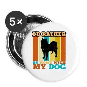 Husky Dog Silhouette Vintage Sunset for Dog Lovers - Buttons large 2.2''/56 mm (5-pack) - white - Front