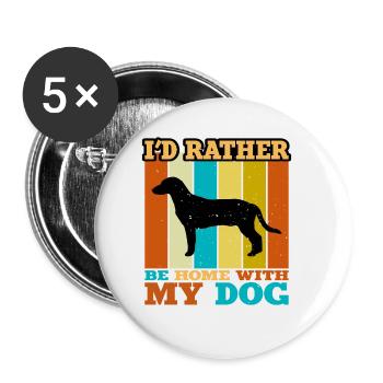 Istrian Shorthaired Hound Dog Silhouette Retro - Lot de 5 grands badges (56 mm) - blanc - Devant