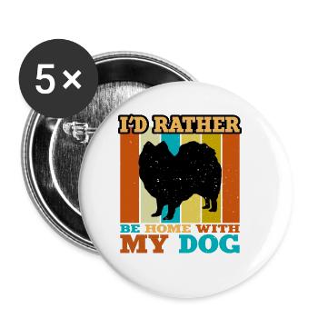 Indian Spitz Dog Lover Silhouette Vintage Sunset - Lot de 5 grands badges (56 mm) - blanc - Devant