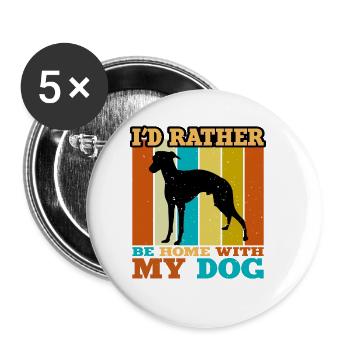 Italian Greyhound Dog Love Silhouette Retro Sunset - Buttons large 2.2''/56 mm (5-pack) - white - Front