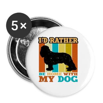 King Charles Dog Lover Silhouette Vintage Sunset - Buttons large 2.2''/56 mm (5-pack) - white - Front