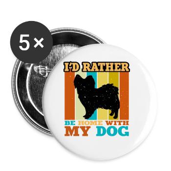 Papillon Dog Lover Silhouette Vintage Sunset - Lot de 5 grands badges (56 mm) - blanc - Devant