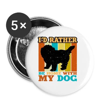 Maltipoo Hundeliebhaber Silhouette Vintage Sonnenuntergang - Buttons groß 56 mm (5er Pack) - Weiß - Vorne