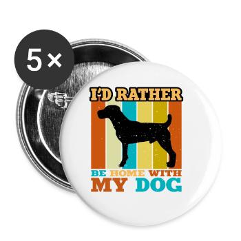 Parson Russell Terrier Dog Silhouette Retro Sunset - Buttons large 2.2''/56 mm (5-pack) - white - Front