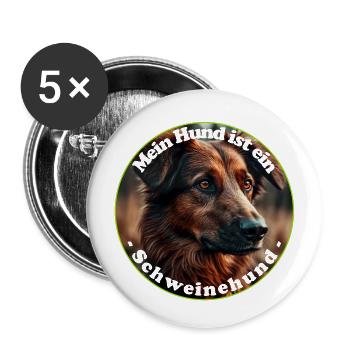 Unseren inneren Schweinehund zu besiegen - Buttons groß 56 mm (5er Pack) - Weiß - Vorne