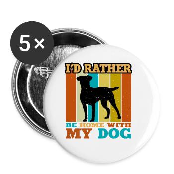 Patterdale Terrier Dog Silhouette Retro Sunset - Buttons large 2.2''/56 mm (5-pack) - white - Front