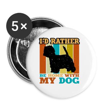Westie Hundeliebhaber Silhouette Vintage Sonnenuntergang - Buttons groß 56 mm (5er Pack) - Weiß - Vorne