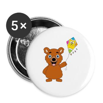DACHEN - KITE - DRACHENSTEIGEN - TEDDY - BÄR - Buttons groß 56 mm (5er Pack) - Weiß - Vorne