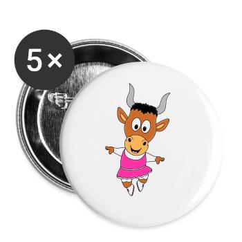 TANZEN - TÄNZERIN - BALLETT - BALLERINA - STIER - Buttons groß 56 mm (5er Pack) - Weiß - Vorne