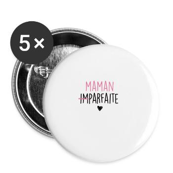 maman imparfaite - Lot de 5 grands badges (56 mm) - blanc - Devant