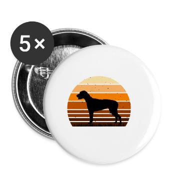 Amerikanischer Foxhound Hund Liebe Silhouette Retro Sonnenuntergang - Buttons groß 56 mm (5er Pack) - Weiß - Vorne