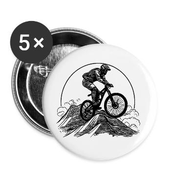 Mountain peak mountain biker with bike - Buttons large 2.2''/56 mm (5-pack) - white - Front