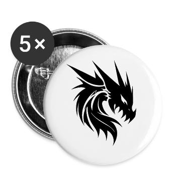 Dragon vintage maléfique en robe à échelle de tatouage - Lot de 5 grands badges (56 mm) - blanc - Devant