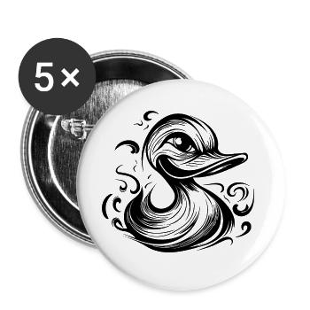 Drôle de canard souriant avec un énorme bec - Lot de 5 grands badges (56 mm) - blanc - Devant