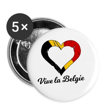 Hoch leben die Belgier - Buttons groß 56 mm (5er Pack) - Weiß - Vorne