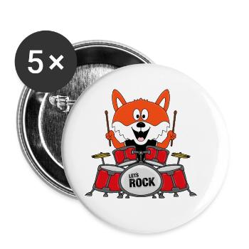 SCHLAGZEUG - BAND - TIER - FUCHS - KIND - BABY - Buttons groß 56 mm (5er Pack) - Weiß - Vorne