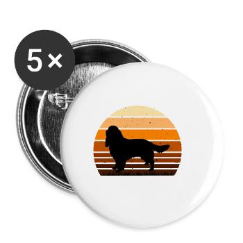 English Springer Spaniel Dog Silhouette Retro Sun - Buttons groß 56 mm (5er Pack) - Weiß - Vorne