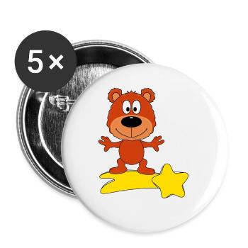 STERNSCHNUPPE - TEDDYBÄR - BÄR - TEDDY - KIND - Buttons groß 56 mm (5er Pack) - Weiß - Vorne