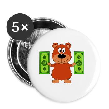 GELD - GELDSCHEINE - TEDDY - BÄR - TEDDYBÄR - Buttons groß 56 mm (5er Pack) - Weiß - Vorne