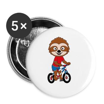 FAULTIER - FAHRRAD - RAD - RADFAHRER - TIER - Buttons groß 56 mm (5er Pack) - Weiß - Vorne