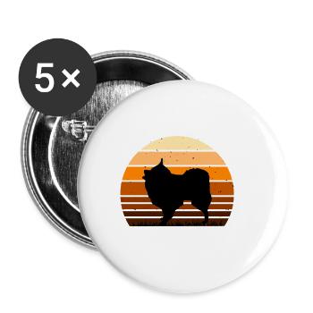 Volpino Italiano Hundeliebhaber Silhouette Retro Sunset - Buttons groß 56 mm (5er Pack) - Weiß - Vorne