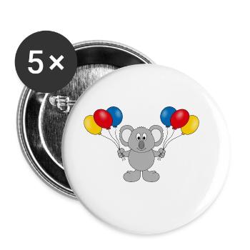 KOALA - LUFTBALLONS - TIER - KIND - BABY - PARTY - Buttons groß 56 mm (5er Pack) - Weiß - Vorne