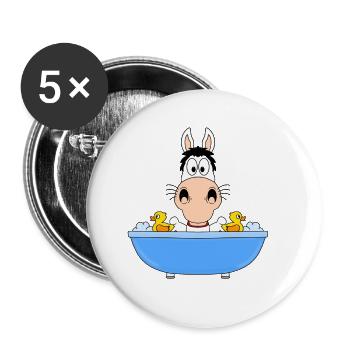 PFERD - BADEN - BADEWANNE - TIER - KIND - BABY - Buttons groß 56 mm (5er Pack) - Weiß - Vorne