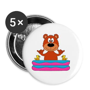 SHAKA - POOL - PLANSCHBECKEN - TEDDY - BÄR - BABY - Buttons groß 56 mm (5er Pack) - Weiß - Vorne