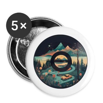 camping caravan in mountain landscape with - Buttons large 2.2''/56 mm (5-pack) - white - Front