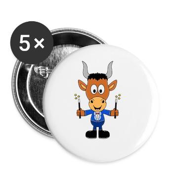 ZAUBERER - ZAUBERN - STIER - BULLE - TIER - Buttons groß 56 mm (5er Pack) - Weiß - Vorne