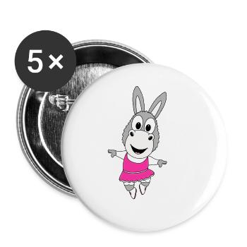 TANZEN - BALLETT - BALLERINA - ESEL - TIER - Buttons groß 56 mm (5er Pack) - Weiß - Vorne